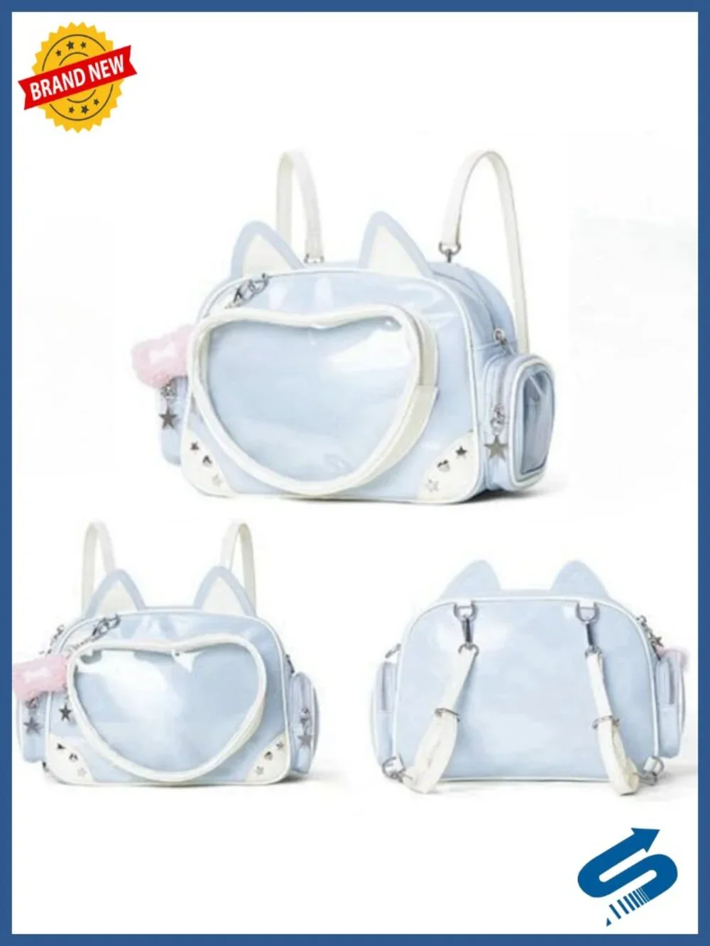 Kawaii Ita Bag Cat Pin Backpack Crossbody Bag with Insert